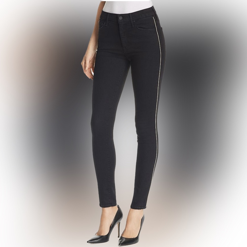 Zara Rhinestone Tuxedo-lined Stretchy Black Skinny Jeans